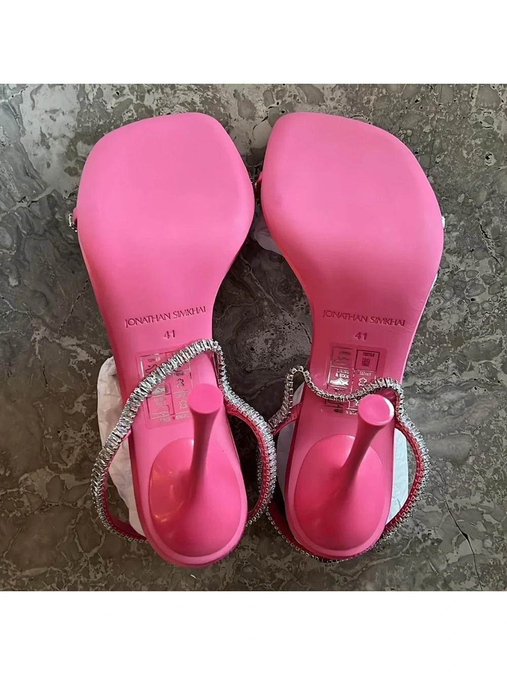 Jonathan Simkhai Luxon Crystal Harness Sandals in Pink, Size EU41 Retail $675